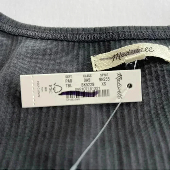 Madewell Square Neck Long Sleeve Crop Tee in Sleekhold Black XS NWT - Picture 4 of 5